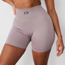 Vanquish Ribbed Seamless Blush Shorts -Vanquish Fitness Shop BlushShortsCrop