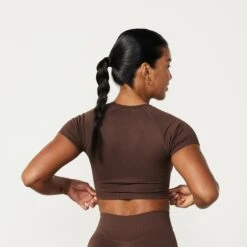 Vanquish Elevate Seamless Coffee Brown Cap Sleeve Cropped T Shirt -Vanquish Fitness Shop Elevate2 376