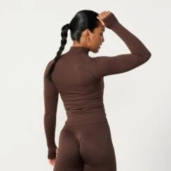 Vanquish Elevate Seamless Coffee Brown Zip Front Jacket -Vanquish Fitness Shop Elevate2 441