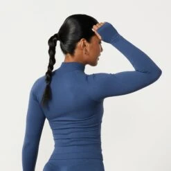 Vanquish Elevate Seamless Denim Blue Zip Front Jacket -Vanquish Fitness Shop Elevate2 584