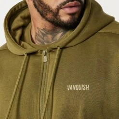 Vanquish Essential Olive Green Oversized Full Zip Hoodie -Vanquish Fitness Shop Essentials 105