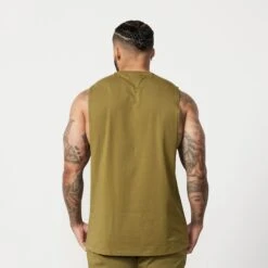 Vanquish Essential Olive Green Oversized Sleeveless T Shirt -Vanquish Fitness Shop Essentials 163