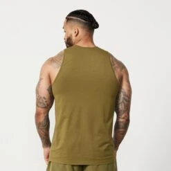 Vanquish Essential Olive Green Regular Fit Tank Top -Vanquish Fitness Shop Essentials 402
