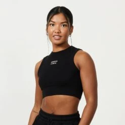 Vanquish Jet Black Rejuvenate Cropped Tank Top