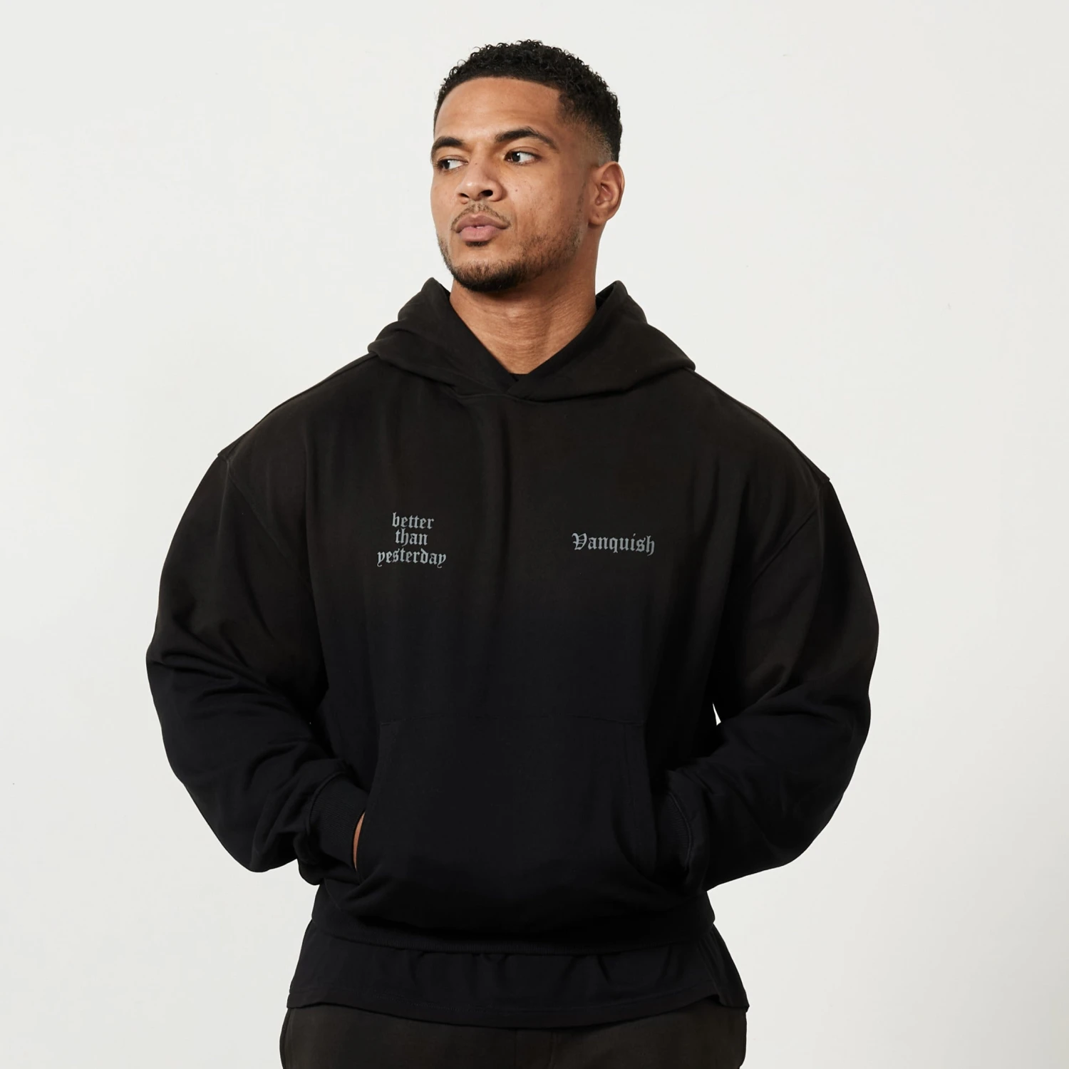 Vanquish Sun-faded Black Oversized Pullover Hoodie 1 Vanquish Sun-faded Black Oversized Pullover Hoodie