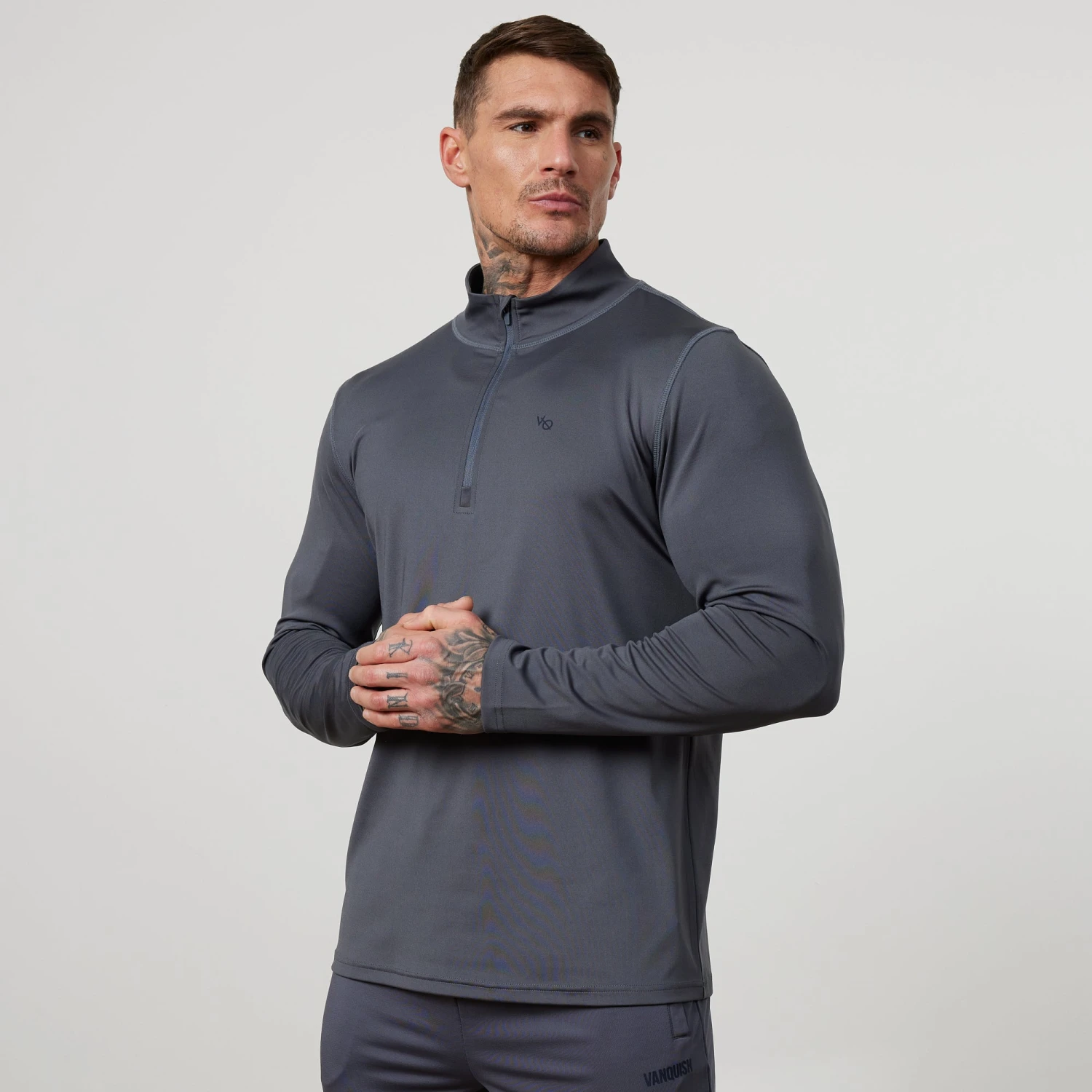 Vanquish Essential Denim Blue Performance 1/4 Zip Top 2 Vanquish Essential Denim Blue Performance 1/4 Zip Top - Image 2