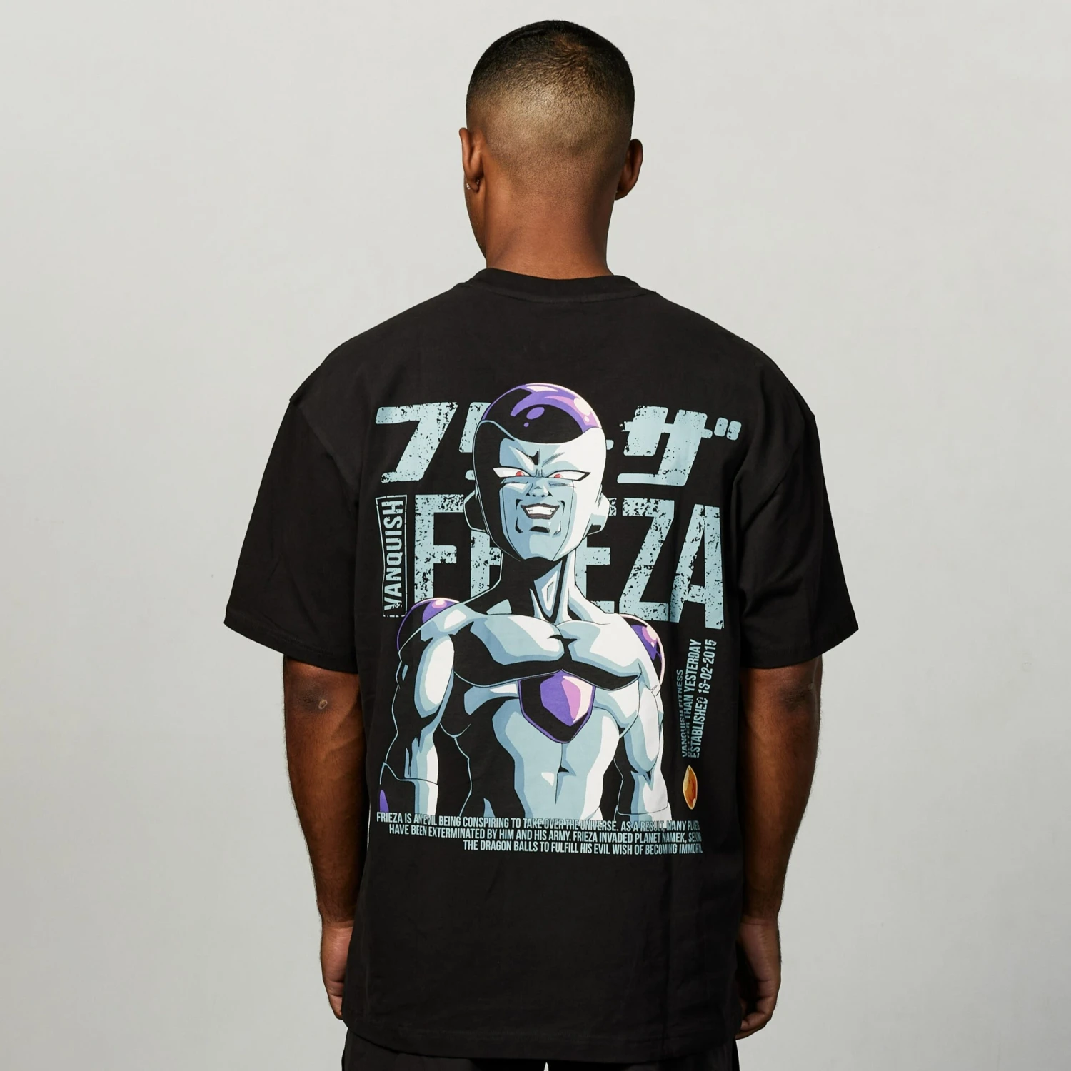 Vanquish DBZ Frieza Black Distressed Print Oversized T Shirt 1 Vanquish DBZ Frieza Black Distressed Print Oversized T Shirt