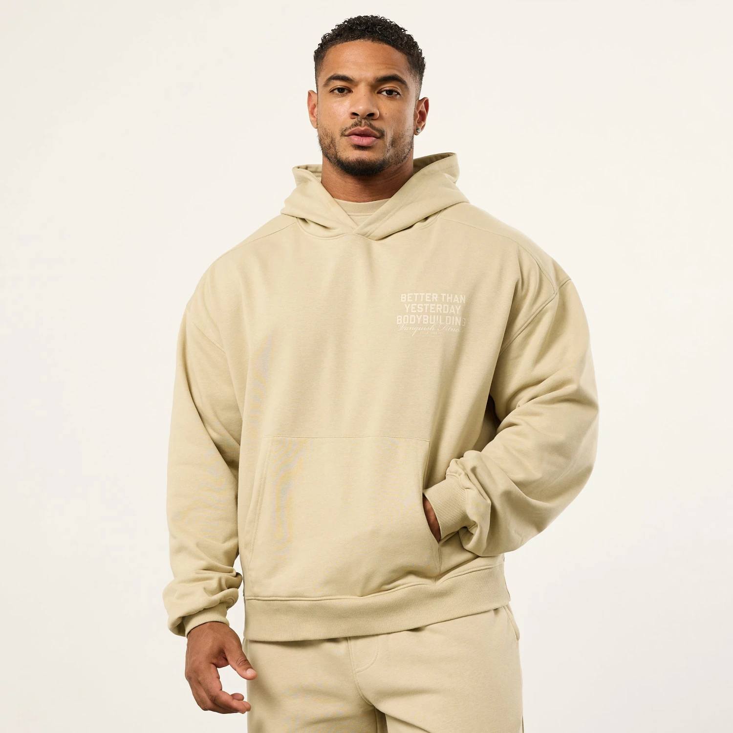 Vanquish Bodybuilding Vintage Khaki Boxy Oversized Pullover Hoodie 1 Vanquish Bodybuilding Vintage Khaki Boxy Oversized Pullover Hoodie