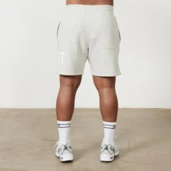 Vanquish VQFIT Distressed Print Oat Marl Shorts -Vanquish Fitness Shop MensCrackedPrint 1184