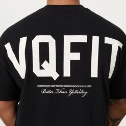 Vanquish VQFIT Distressed Print Black Oversized T Shirt 9 Vanquish VQFIT Distressed Print Black Oversized T Shirt -Vanquish Fitness Shop MensCrackedPrint 1938
