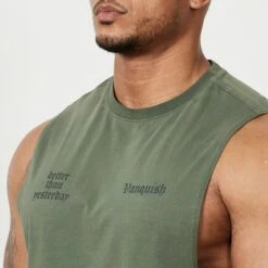 Vanquish Sun-faded Green Oversized Sleeveless T Shirt -Vanquish Fitness Shop MensSunBleached 465