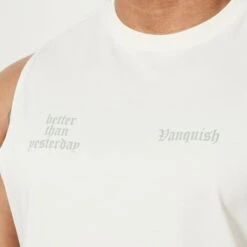 Vanquish Sun-faded Vintage White Oversized Sleeveless T Shirt -Vanquish Fitness Shop MensSunBleached 812