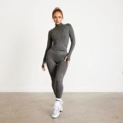 Vanquish Elevate Seamless Dark Olive Zip Front Jacket -Vanquish Fitness Shop OUqN065V