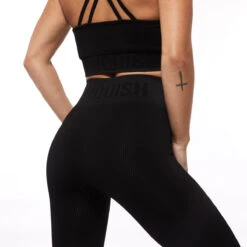 Vanquish Ribbed Black Seamless Leggings -Vanquish Fitness Shop SEAMLESSRIBBEDBLACKL 1683 0525 2