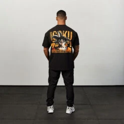 Vanquish DBZ Goku Black Distressed Print Oversized T Shirt 8 Vanquish DBZ Goku Black Distressed Print Oversized T Shirt -Vanquish Fitness Shop Short 06