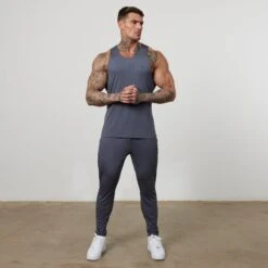 Vanquish Essential Denim Blue Performance Tank Top -Vanquish Fitness Shop VQFit E commerceFeb2499326