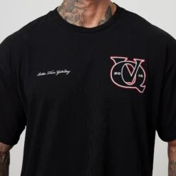 Vanquish TSP Black VQ Interlock Oversized T Shirt -Vanquish Fitness Shop VQFit E commerceFeb2499656