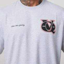Vanquish TSP Light Grey VQ Interlock Oversized T Shirt -Vanquish Fitness Shop VQFit E commerceFeb2499942