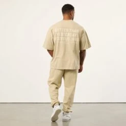 Vanquish Bodybuilding Vintage Khaki Boxy Oversized T Shirt -Vanquish Fitness Shop VQFit MensSSE commerce6486