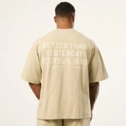 Vanquish Bodybuilding Vintage Khaki Boxy Oversized T Shirt -Vanquish Fitness Shop VQFit MensSSE commerce6502