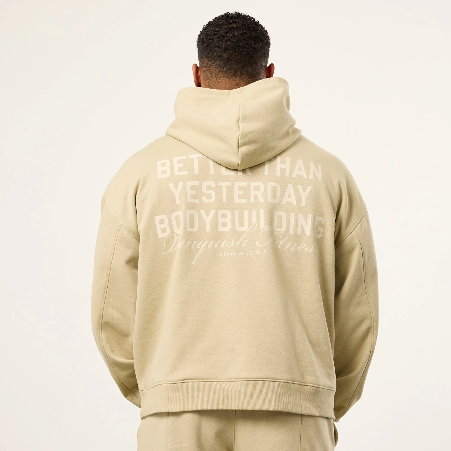 Vanquish Bodybuilding Vintage Khaki Boxy Oversized Pullover Hoodie 4 Vanquish Bodybuilding Vintage Khaki Boxy Oversized Pullover Hoodie - Image 4