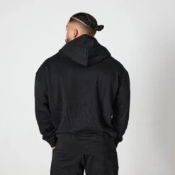 Vanquish Essential Black Oversized Full Zip Hoodie -Vanquish Fitness Shop VQ BlackFriday23 6866