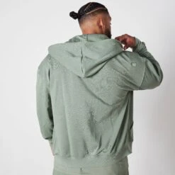 Vanquish Essential Green Oversized Full Zip Hoodie -Vanquish Fitness Shop VQ BlackFriday23 7689