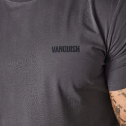 Vanquish Essential Denim Blue Slim Fit Short Sleeve T Shirt -Vanquish Fitness Shop VQ BlackFriday23 8187