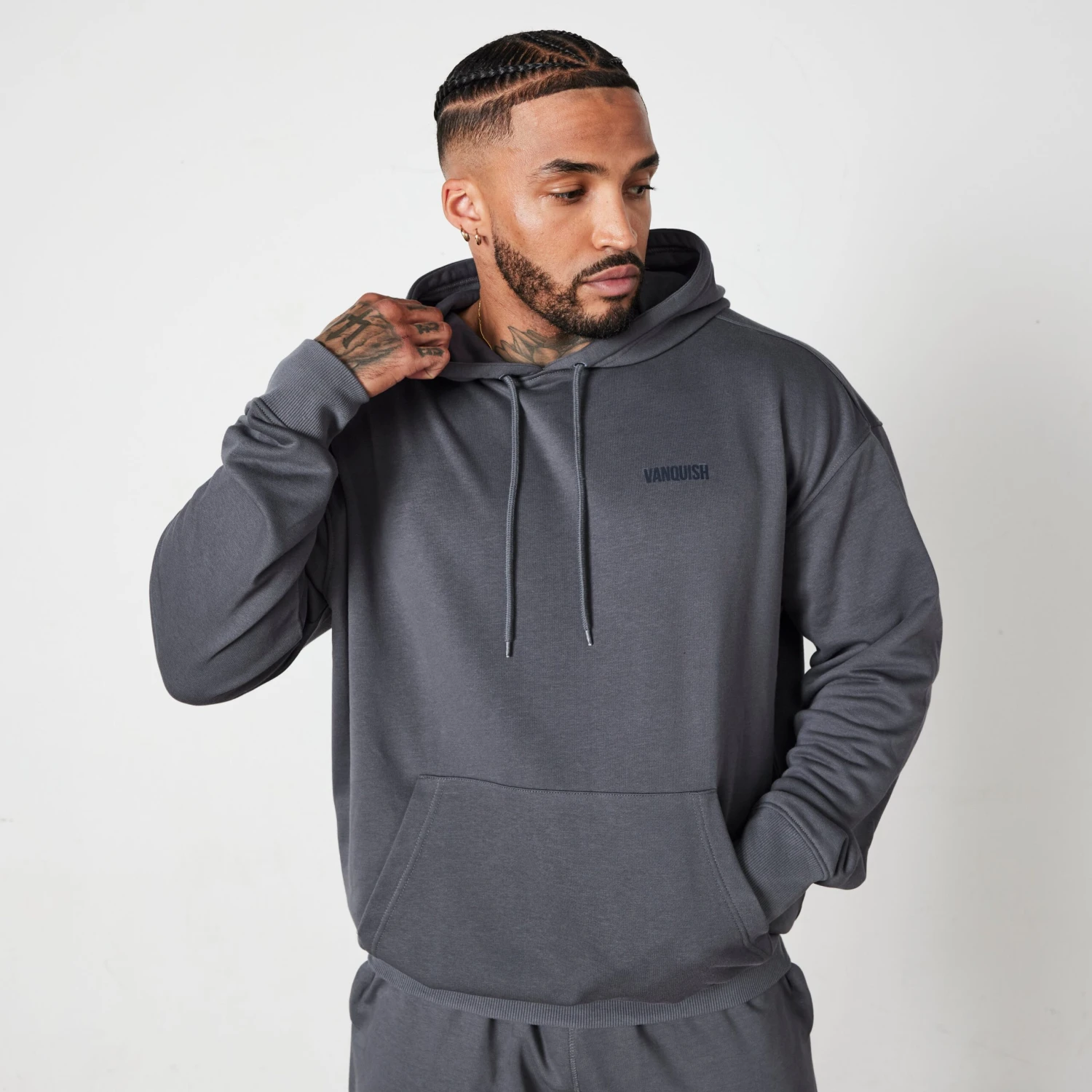 Vanquish Essential Denim Blue Oversized Pullover Hoodie 1 Vanquish Essential Denim Blue Oversized Pullover Hoodie