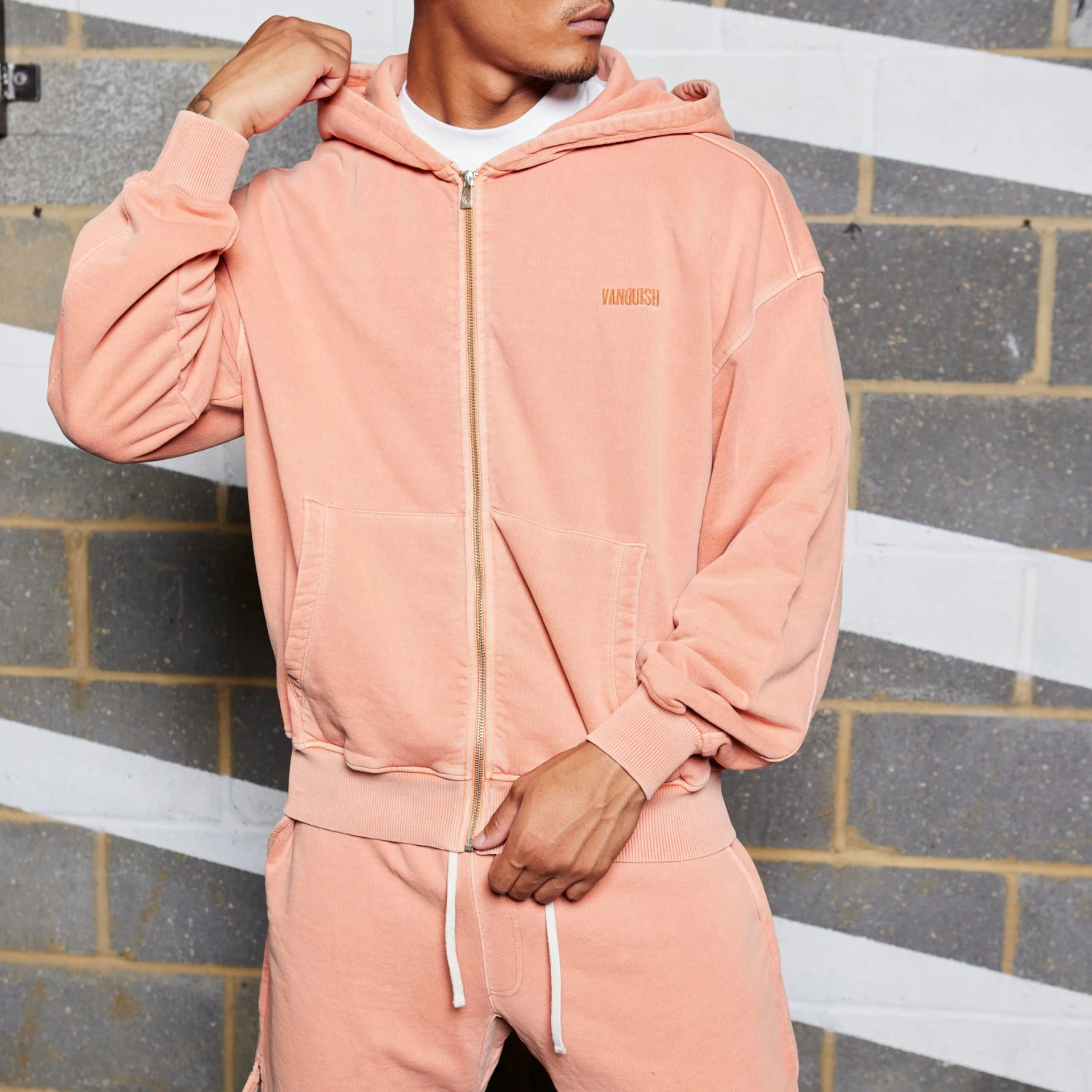 Vanquish Washed Coral Oversized Hoodie 2 Vanquish Washed Coral Oversized Hoodie - Image 2