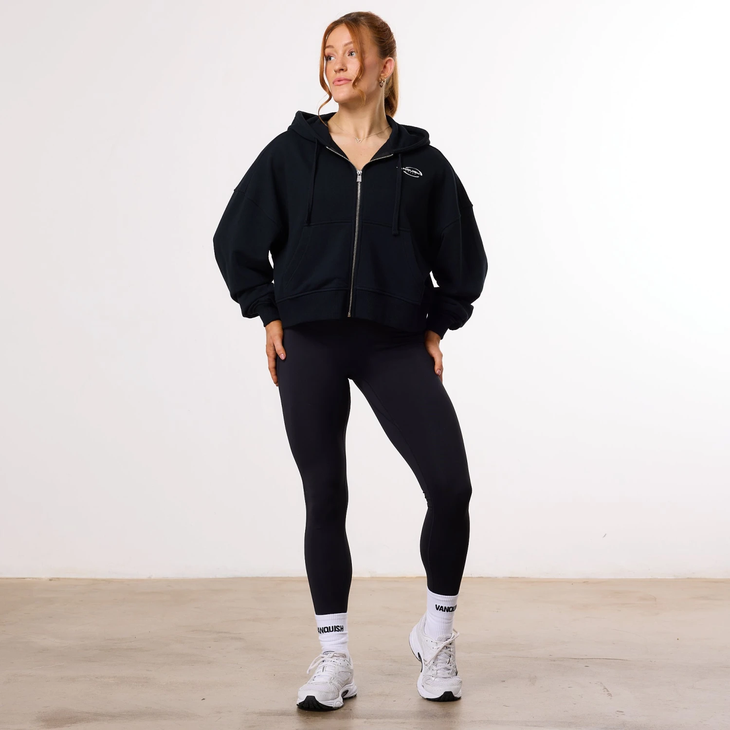 Vanquish Enhance Black Cropped Zip Through Hoodie 3 Vanquish Enhance Black Cropped Zip Through Hoodie - Image 3