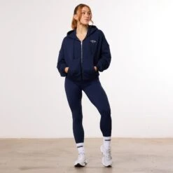 Vanquish Enhance Navy Blue Cropped Zip Through Hoodie -Vanquish Fitness Shop WB Summer Sale websize27