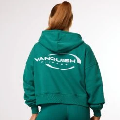 Vanquish Enhance Forest Green Cropped Zip Through Hoodie -Vanquish Fitness Shop WB Summer Sale websize45
