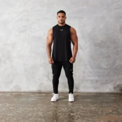 Vanquish Essential Black Oversized Sleeveless T Shirt -Vanquish Fitness Shop vanquish essential black oversized sleeveless t shirt 414661