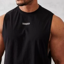Vanquish Essential Black Oversized Sleeveless T Shirt -Vanquish Fitness Shop vanquish essential black oversized sleeveless t shirt 991355