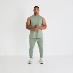 Vanquish Essential Green Oversized Sleeveless T Shirt -Vanquish Fitness Shop vanquish essential green oversized sleeveless t shirt 798523