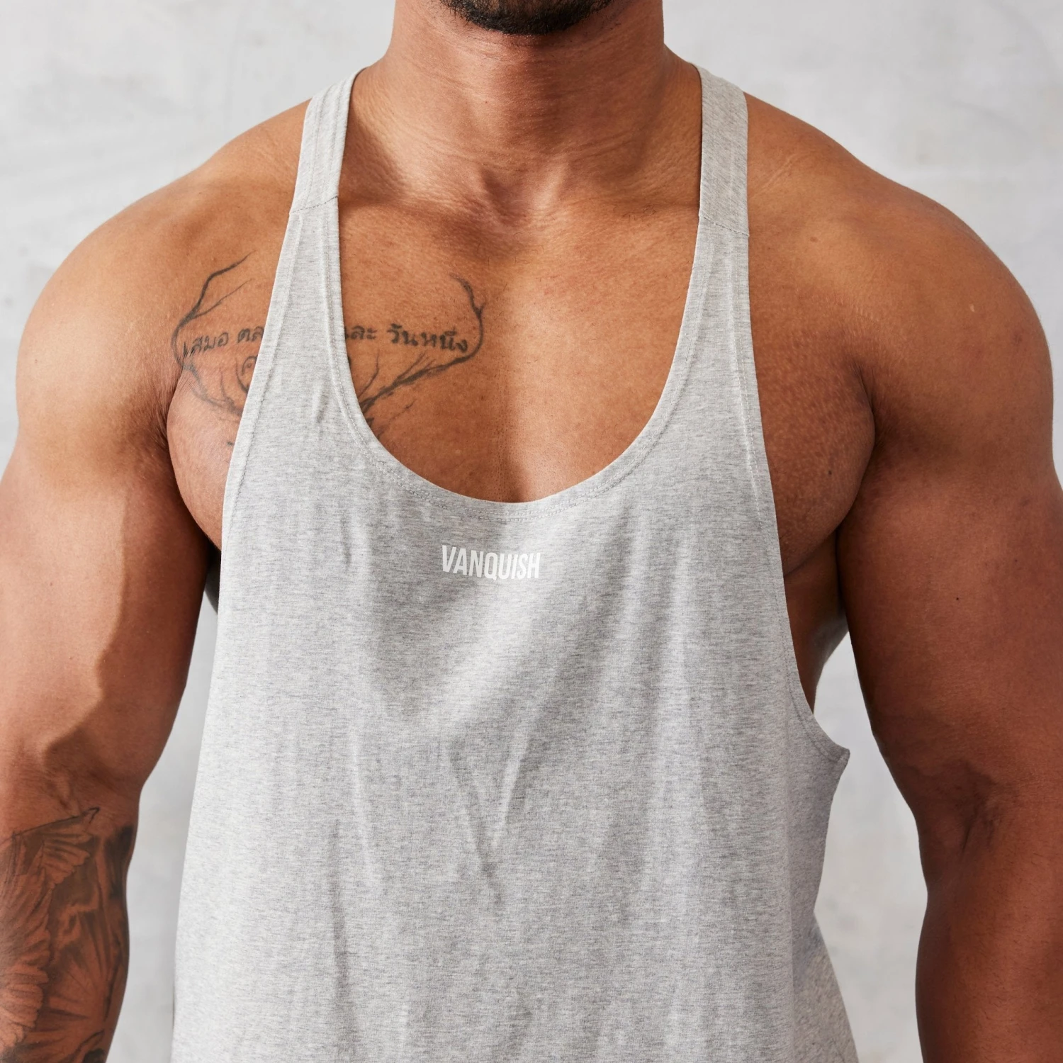 Vanquish Essential Grey Regular Fit Stringer Vest 2 Vanquish Essential Grey Regular Fit Stringer Vest - Image 2