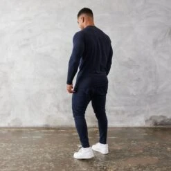 Vanquish Essential Navy Blue Slim Fit Long Sleeve T Shirt 6 Vanquish Essential Navy Blue Slim Fit Long Sleeve T Shirt -Vanquish Fitness Shop vanquish essential navy blue slim fit long sleeve t shirt 331876