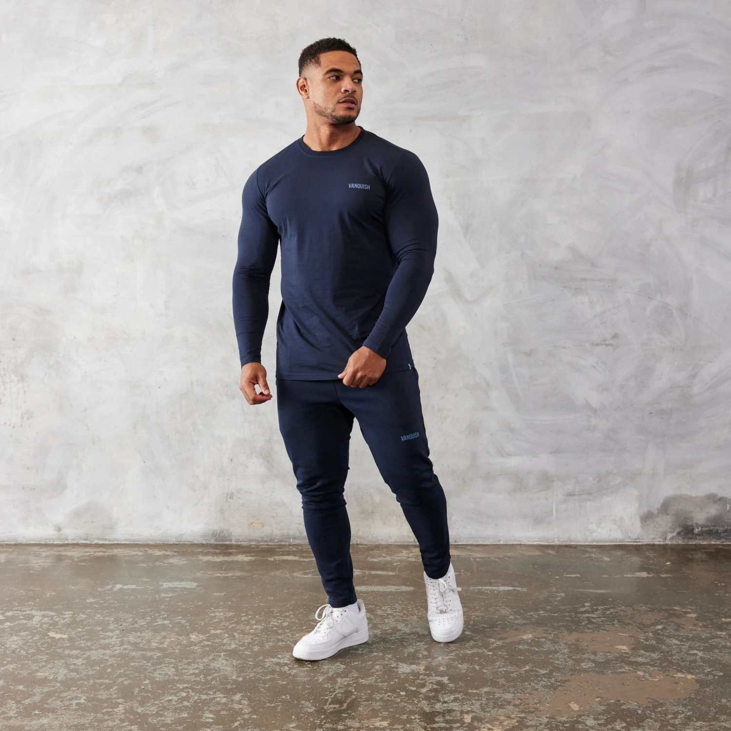 Vanquish Essential Navy Blue Slim Fit Long Sleeve T Shirt 4 Vanquish Essential Navy Blue Slim Fit Long Sleeve T Shirt - Image 4