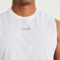 Vanquish Essential White Oversized Sleeveless T Shirt -Vanquish Fitness Shop vanquish essential white oversized sleeveless t shirt 308599