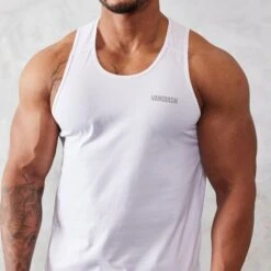 Vanquish Essential White Regular Fit Tank Top -Vanquish Fitness Shop vanquish essential white regular fit tank top 507611