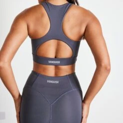 Vanquish Evolve Charcoal Grey Keyhole Crop Tank Top