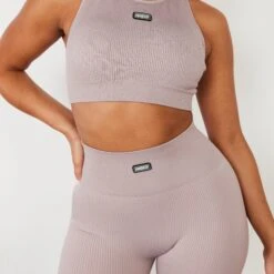 Vanquish Ribbed Seamless Blush Racer Back Bra -Vanquish Fitness Shop vanquish ribbed seamless blush racer back bra 487775