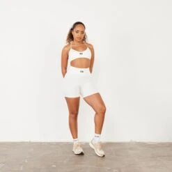 Vanquish Ribbed Seamless Marshmallow Cross Back Low Support Bra -Vanquish Fitness Shop vanquish ribbed seamless marshmallow cross back low support bra 155033