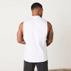 Vanquish Washed Collection White Sleeveless T Shirt -Vanquish Fitness Shop vanquish white sleeveless t shirt 853516